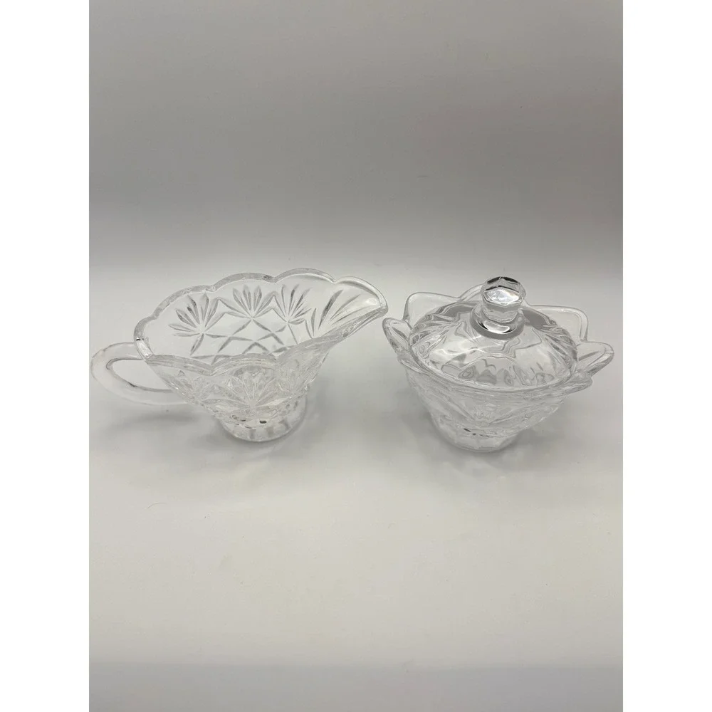 Shannon Crystal Designs of Ireland Cut Glass Creamer and Lidded‎ Sugar Bowl Set